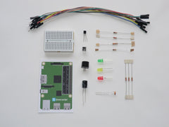 Electronics starter kit for Raspberry Pi. Simple GPIO projects for beginners. Includes components and 17 page PDF guide.